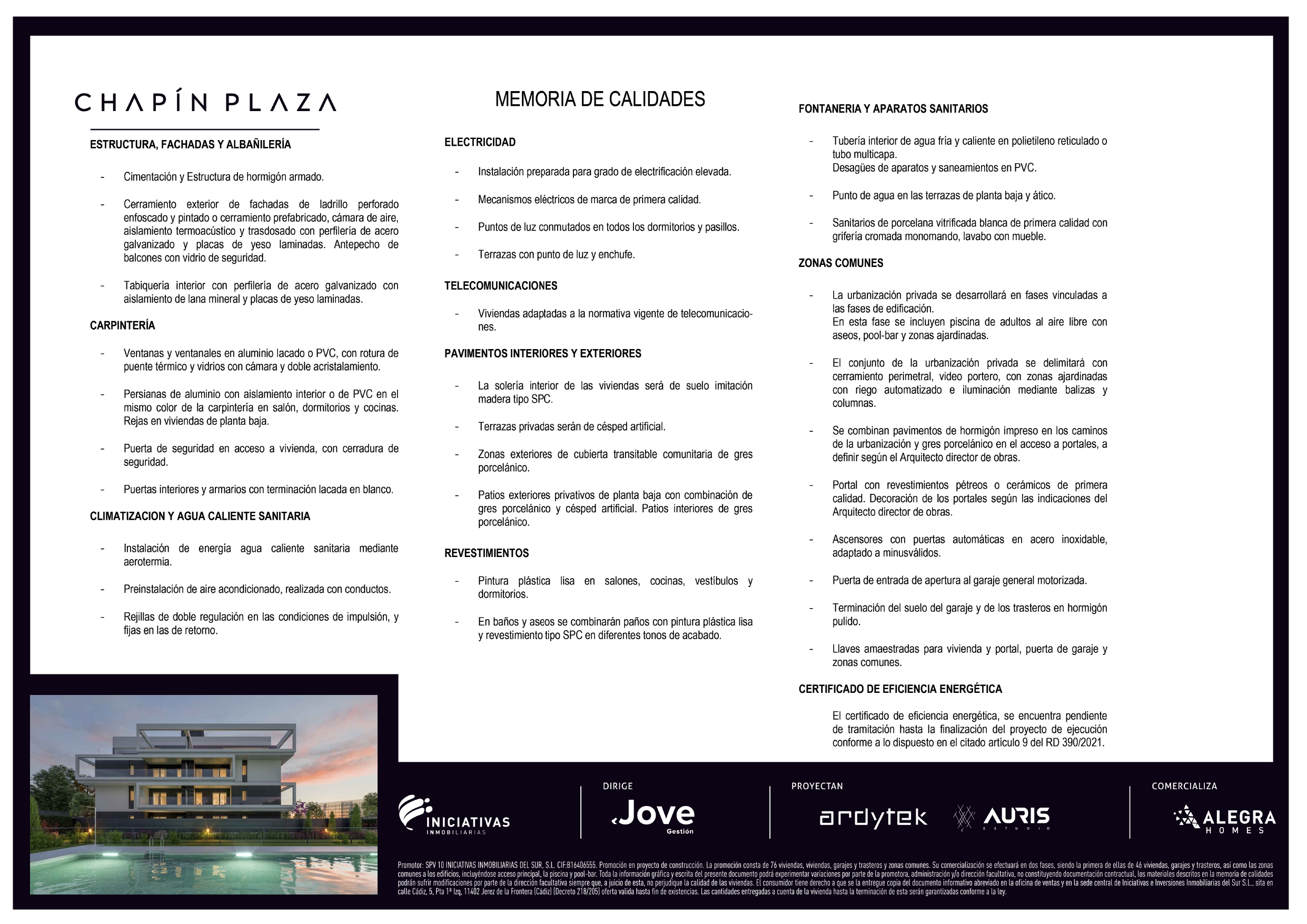 CHAPIN PLAZA - MEMORIA CALIDADES (con certificado energético)